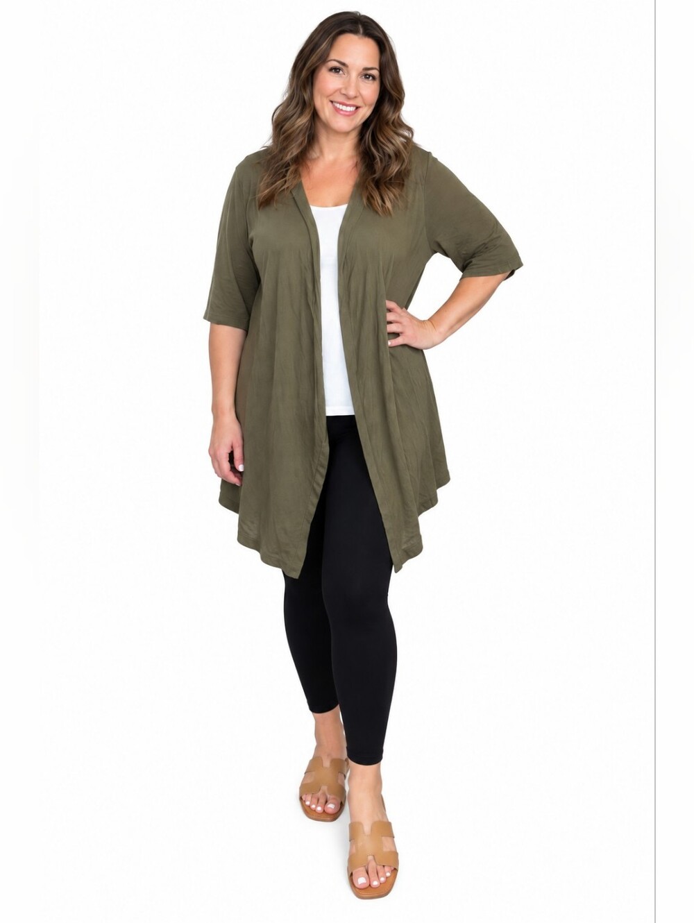 Catherines NWT Women's Plus Size Olive Green Wrap Cover Up Modal Cotton 2X